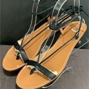 UGG Black and Tan Strappy Sandals